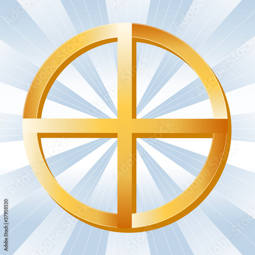 Native American Spirituality Symbol, Golden Medicine Wheel.