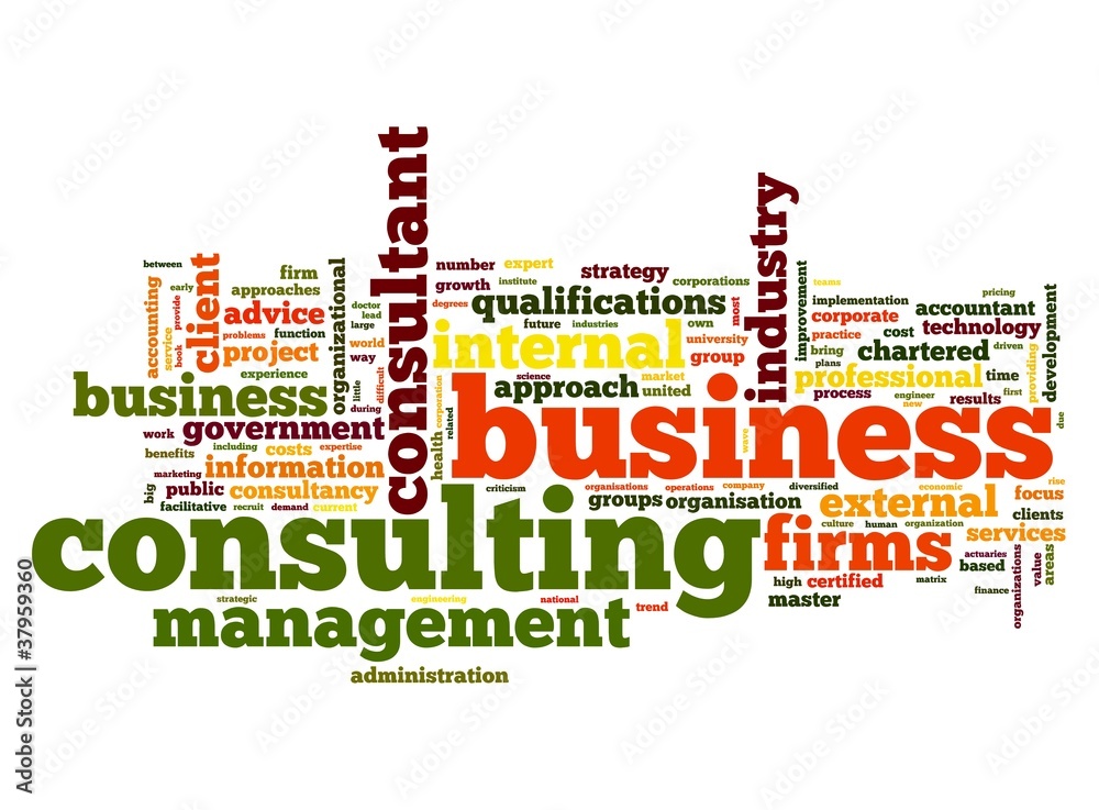 Business consulting in word tag cloud