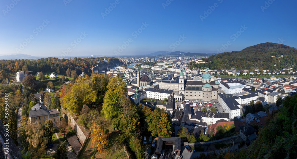salburg and the salzbach river from above