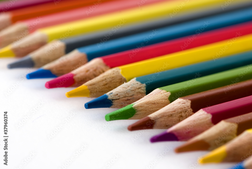 Colors pencil in series on white background Colors pencil in series on white background