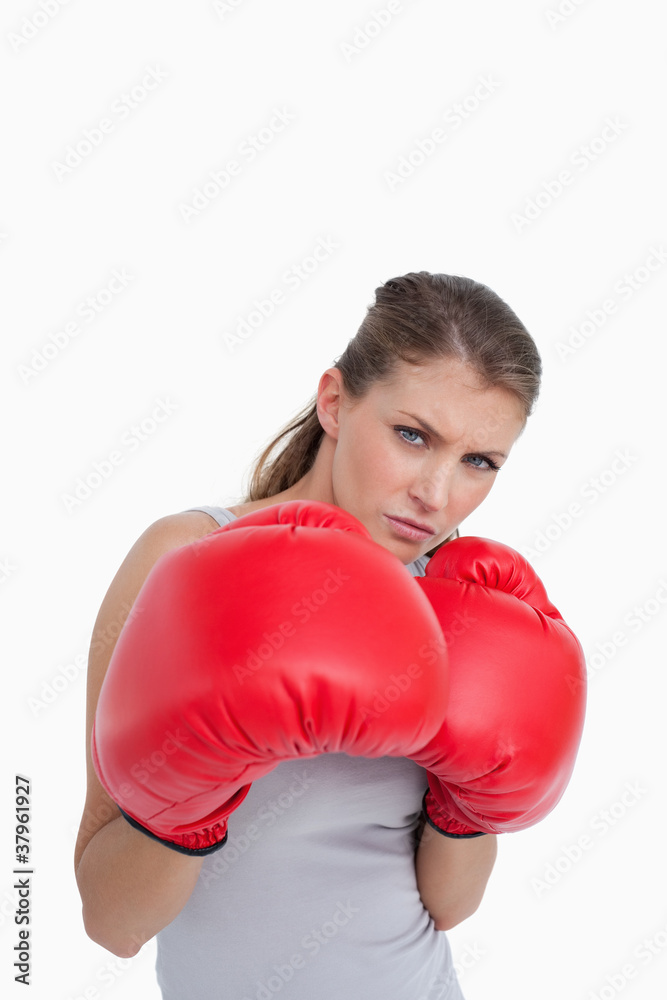 Portrait of a woman boxing Portrait of a woman boxing