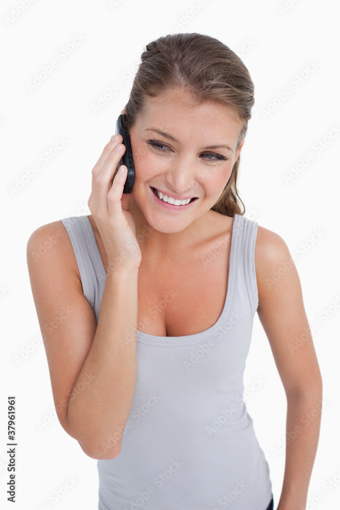 Portrait of a woman making a phone call Portrait of a woman making a phone call