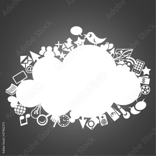 Cloud, silhouette, media icons