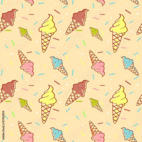 Colorful melting ice-cream seamless pattern