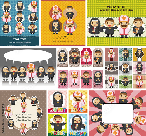 cartoon Priest and nun card