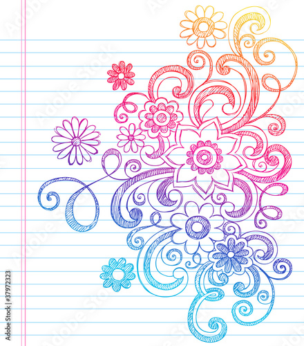 Flowers Sketchy Doodles Vector Design Elements