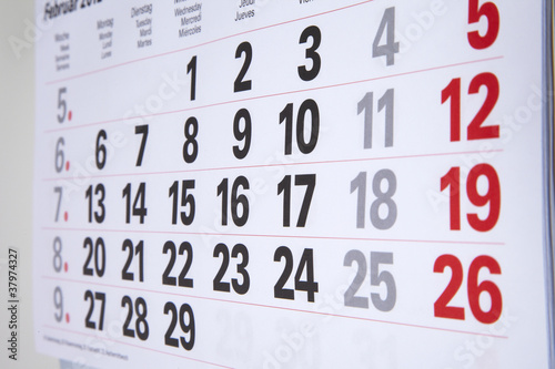 Obraz na płótnie Kalender 2012 mit Zahlen