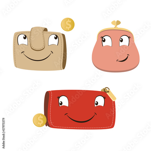 smiling purse and wallet