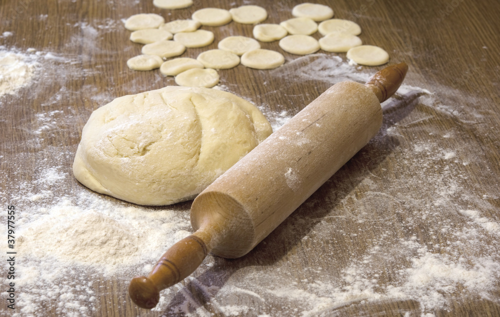 yeast dough and rolling pin yeast dough and rolling pin