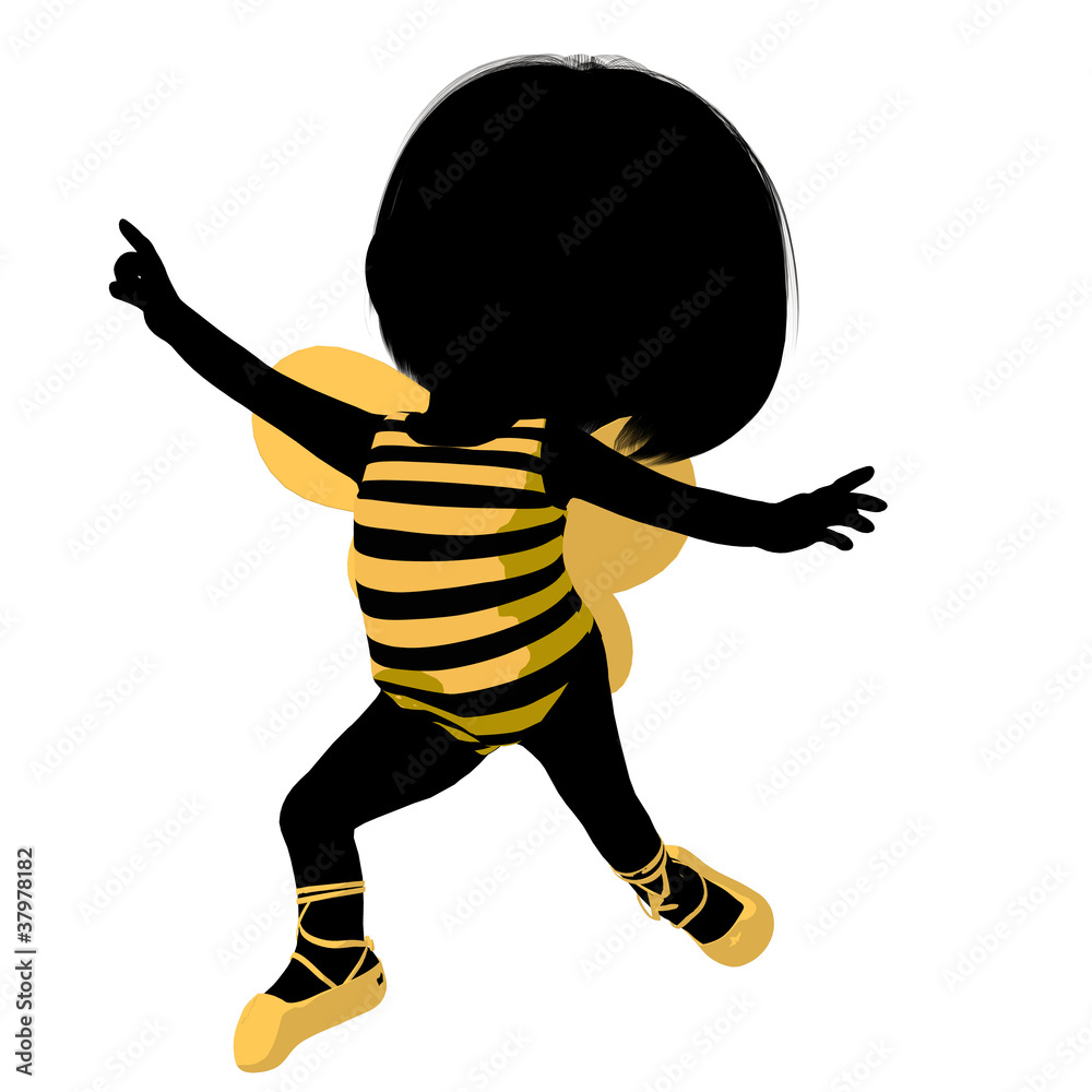 Little Bumble Bee Girl Illustration Silhouette Little Bumble Bee Girl Illustration Silhouette