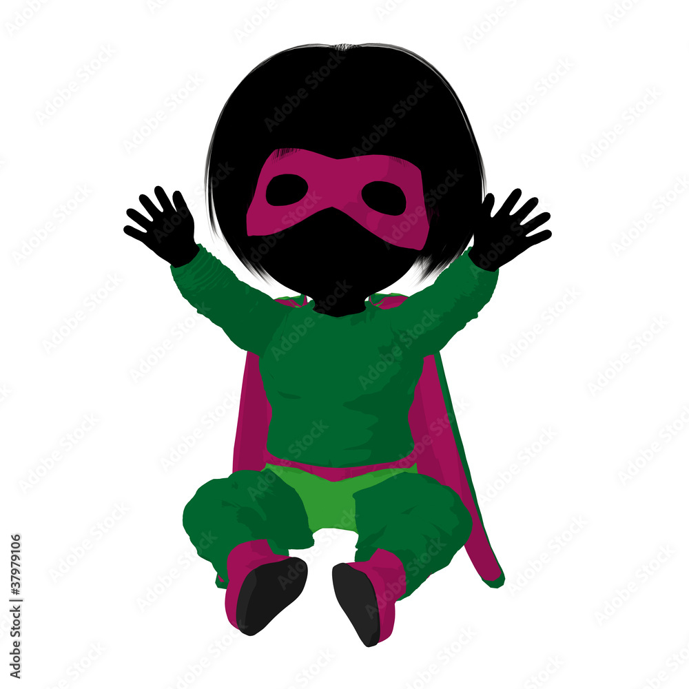 Little Super Hero Girl Illustration Silhouette Little Super Hero Girl Illustration Silhouette