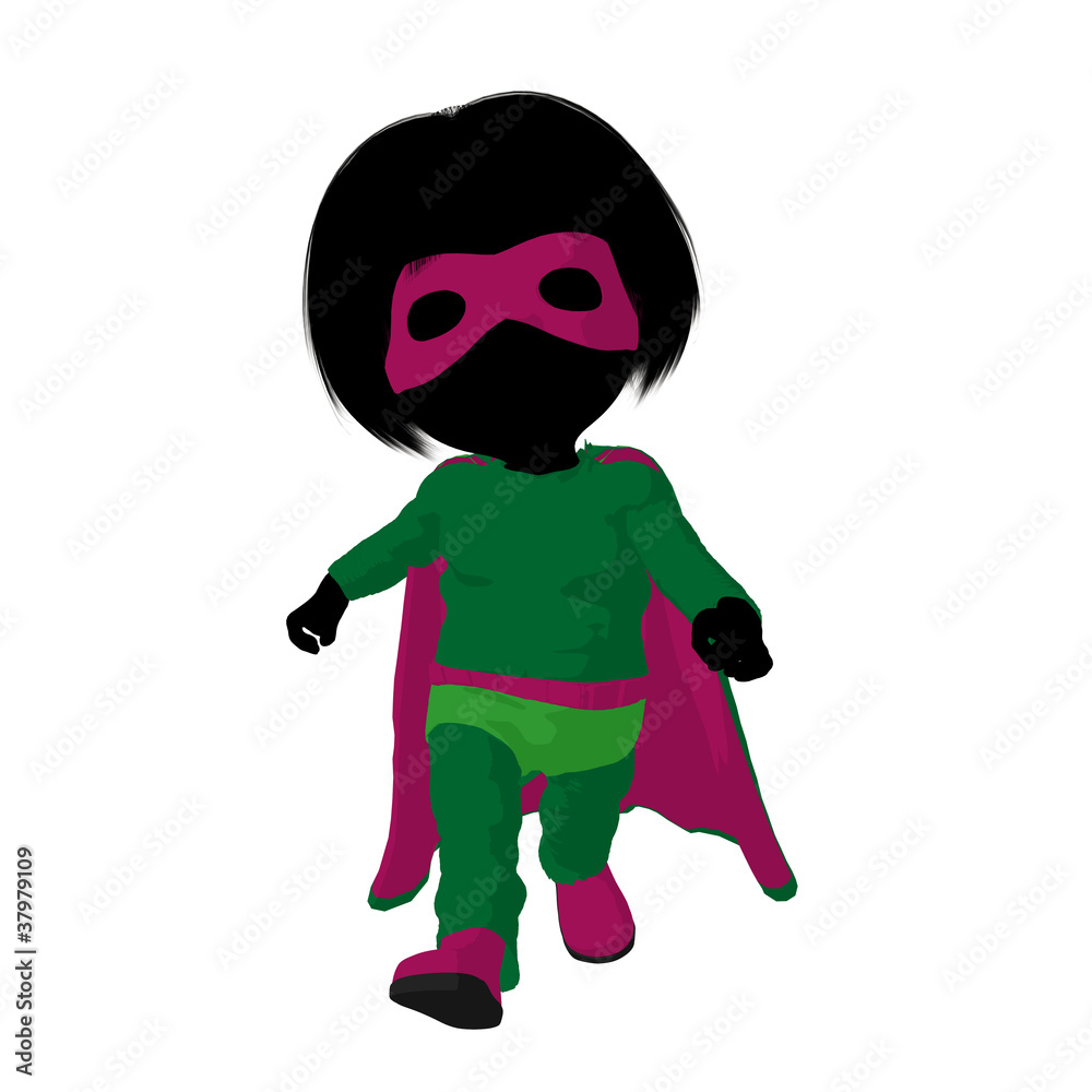 Little Super Hero Girl Illustration Silhouette Little Super Hero Girl Illustration Silhouette