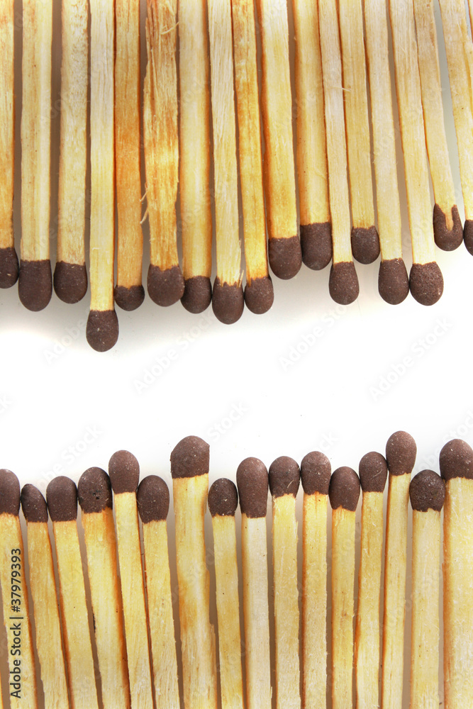 frame of matches isolated on white