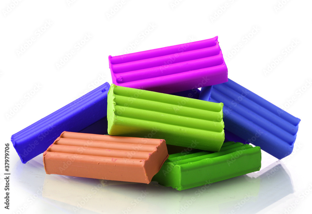 Children bright plasticine isolated on white Children bright plasticine isolated on white
