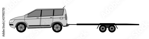 Offroad car with empty trailer vector