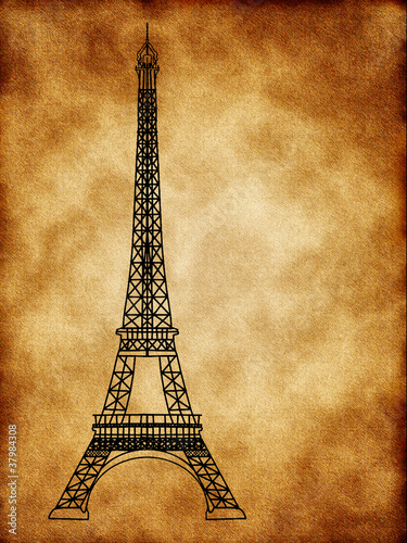Eiffel Tower in the old background