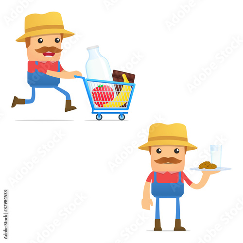 set of funny cartoon farmer