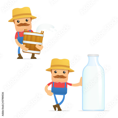 set of funny cartoon farmer