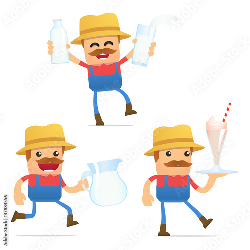 set of funny cartoon farmer