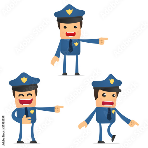 set of funny cartoon policeman