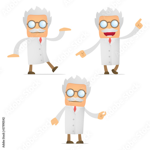 set of funny cartoon scientist