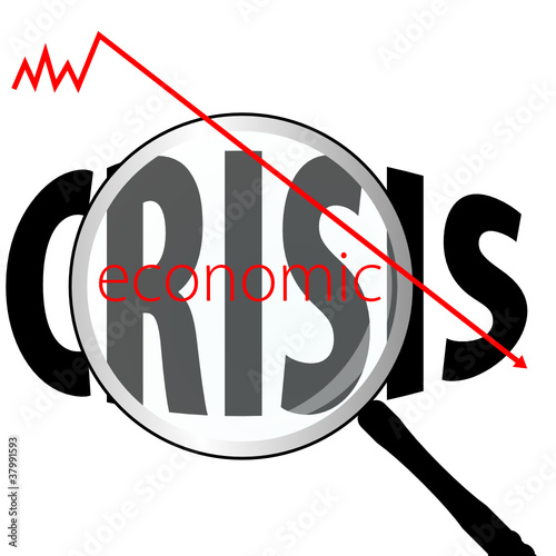 illustration of economic crises with magnifying glass