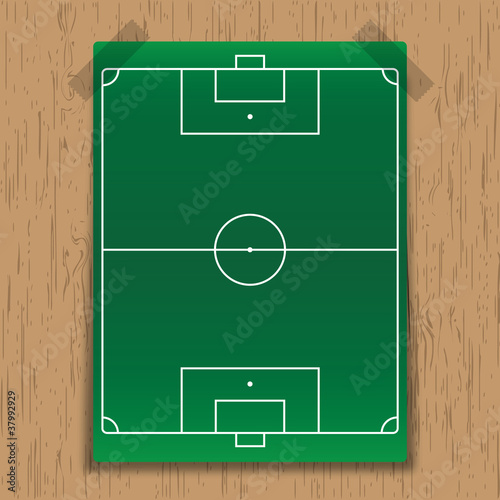 soccer field on wooden backgrounds.