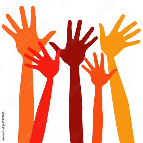 Happy hands vector illustration.
