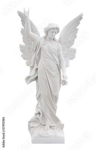 Beautiful marble angel isolated on white with clipping path