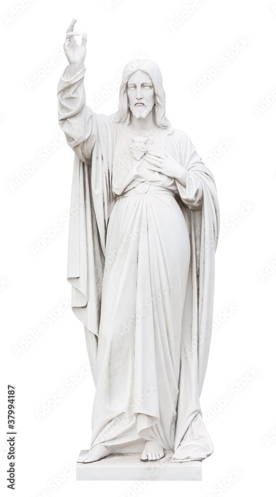 Marble statue of Jesus  isolated on white