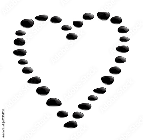 Heart shape from black stones