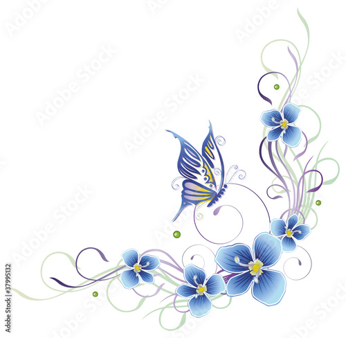Ranke, flora, Blumen, Blüten, Schmetterling, Pastell
