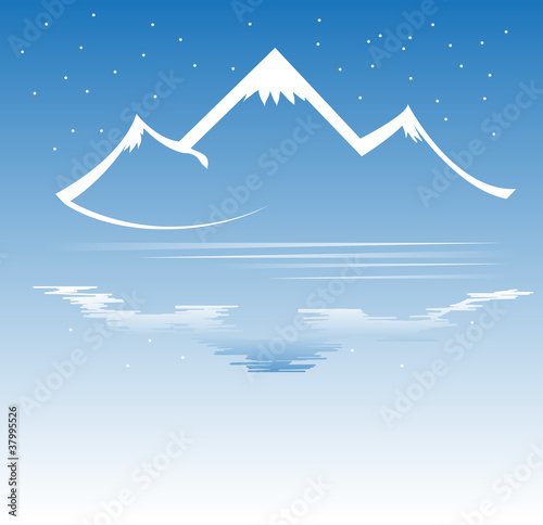 Mountain reflected on water vector format