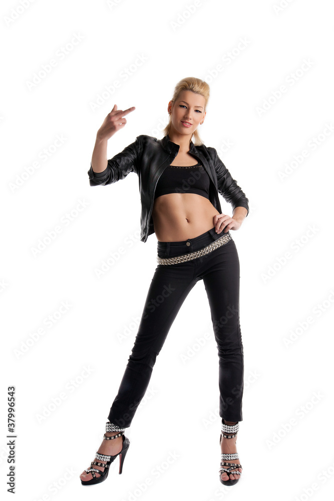 blond young aggressive woman portrait - fuck sign blond young aggressive woman portrait - fuck sign