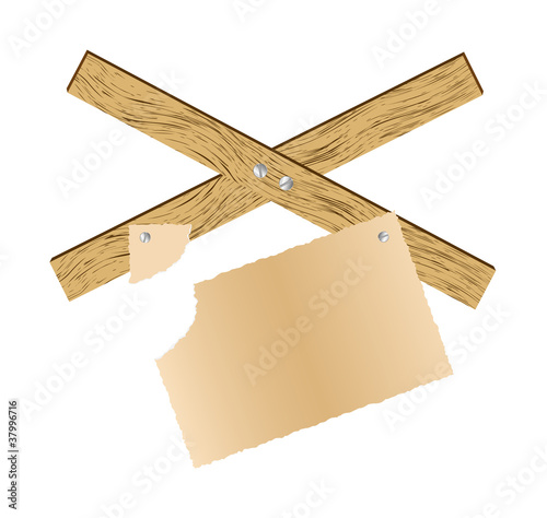 Wooden barrier (cross)  with billboard