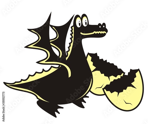 dragon and egg, vector illustration
