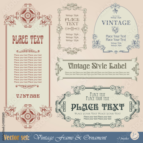 Frame  border  ornament and element in vintage style