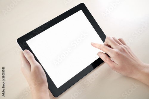 Holding And Point On Electronic Tablet PC