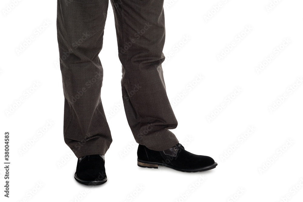 Male trousers and suede shoes. Male trousers and suede shoes.