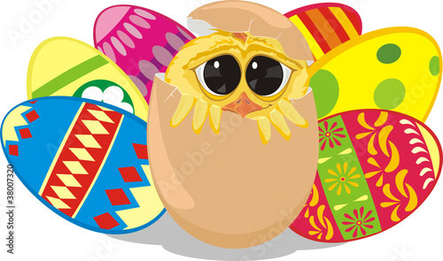 paiting easter eggs and chick