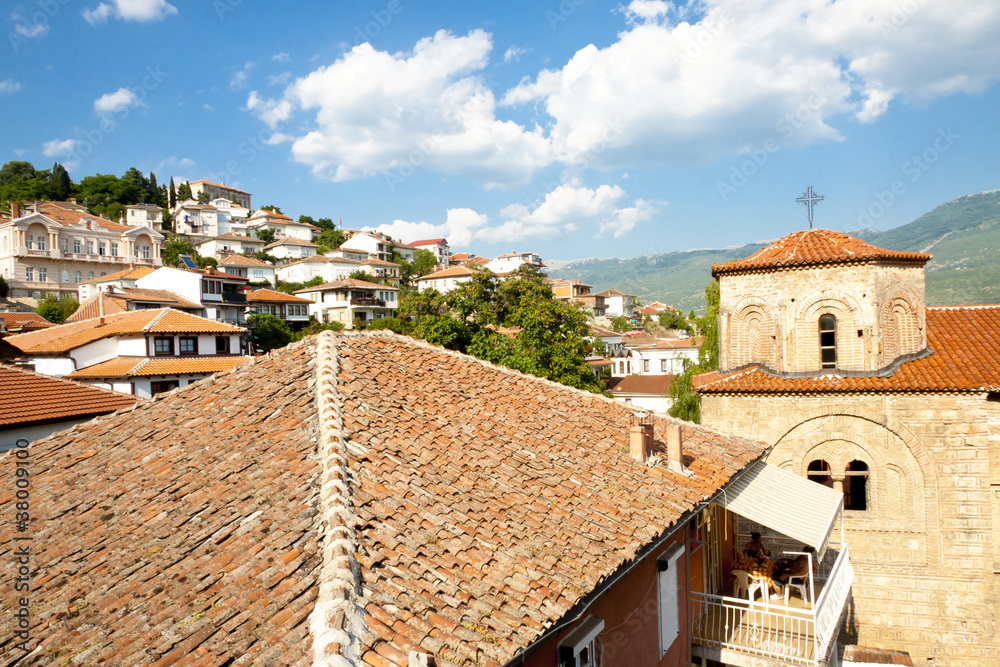 St. Sofia church and Ohrid town.