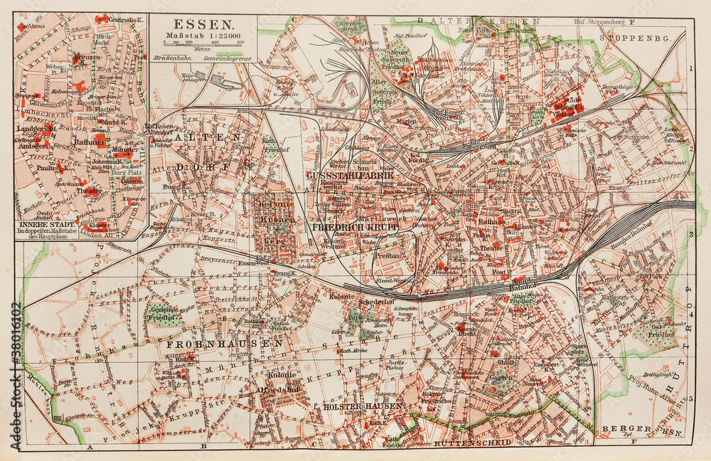 Vintage map of Essen