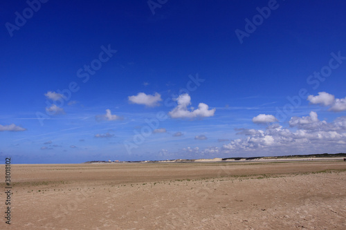 seascape and beach at low tide on the coast of opal in France