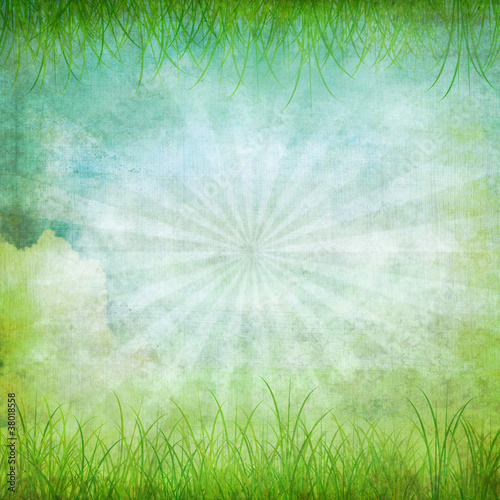 old grunge paper ,nature and grass ,retro background