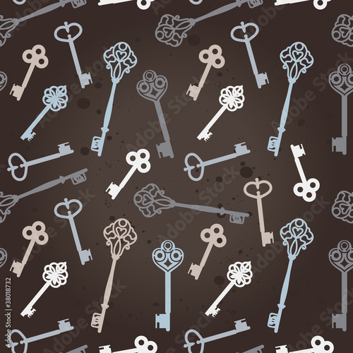 seamless pattern with retro keys