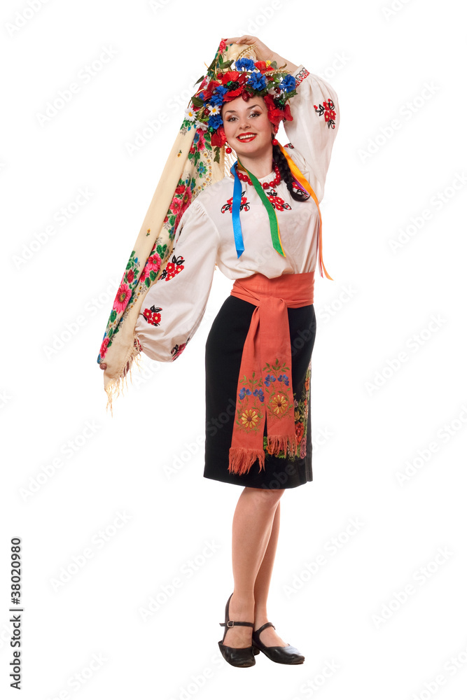 Fototapeta premium Attractive woman in the Ukrainian national clothes