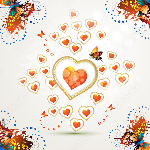 Valentine's day card with butterflies