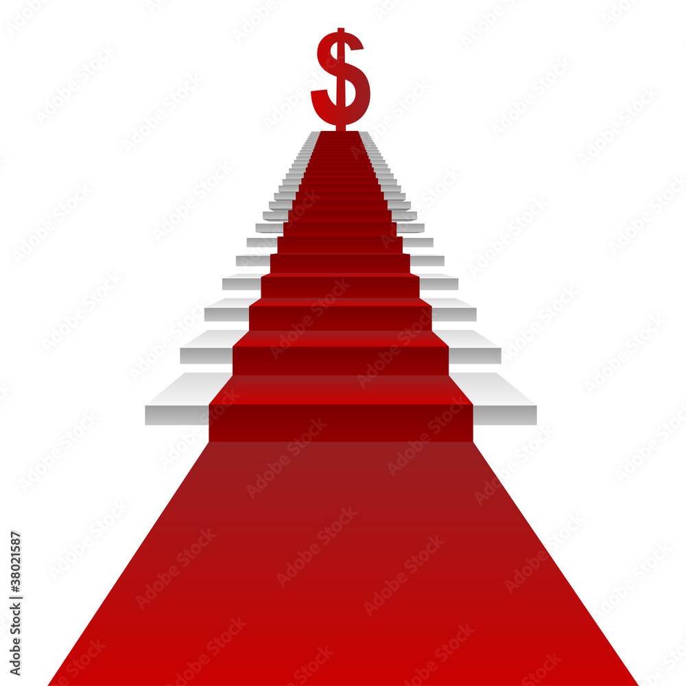 Vector conceptual red carpet and dollar Vector conceptual red carpet and dollar