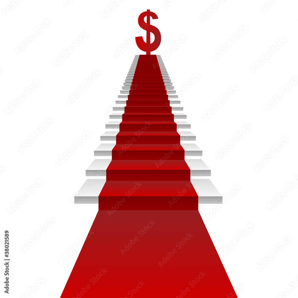 Vector conceptual red carpet and dollar Vector conceptual red carpet and dollar
