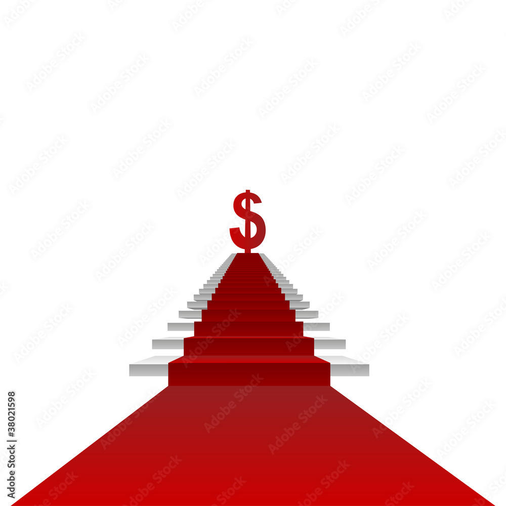Vector conceptual red carpet and dollar Vector conceptual red carpet and dollar